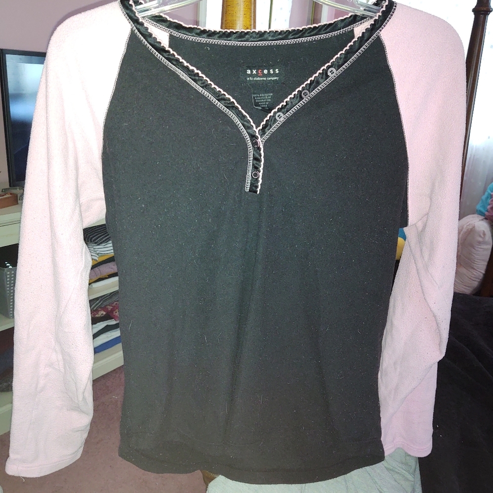 Pink and black pajama top